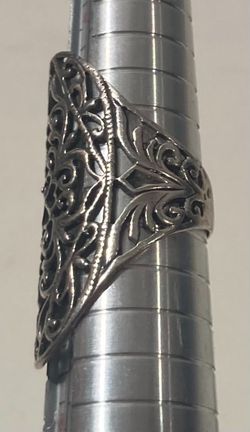 Vintage Sterling Silver Ring, Nice Diamond Cut Filigree Design, Size 6, Nice Design, Quality, Jewelry, Accessory, Stamped 925, Clothing, 1151, Engagem