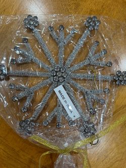 Decorative Handmade Beaded Snowflake Ornament - 9x9