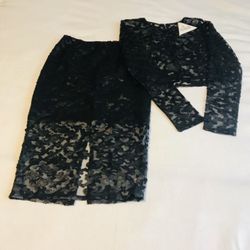 REHAB , BLACK , TWO PIECES TOP & SKIRT; VERY STRETCHY  SIZE S