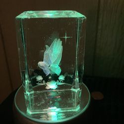 Praying Hands Crystal Block With Color Changing Stand