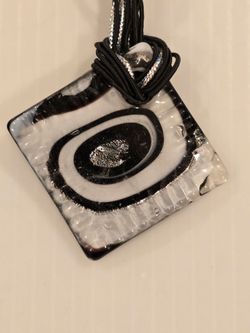 Black and White Glass Pendant Necklace