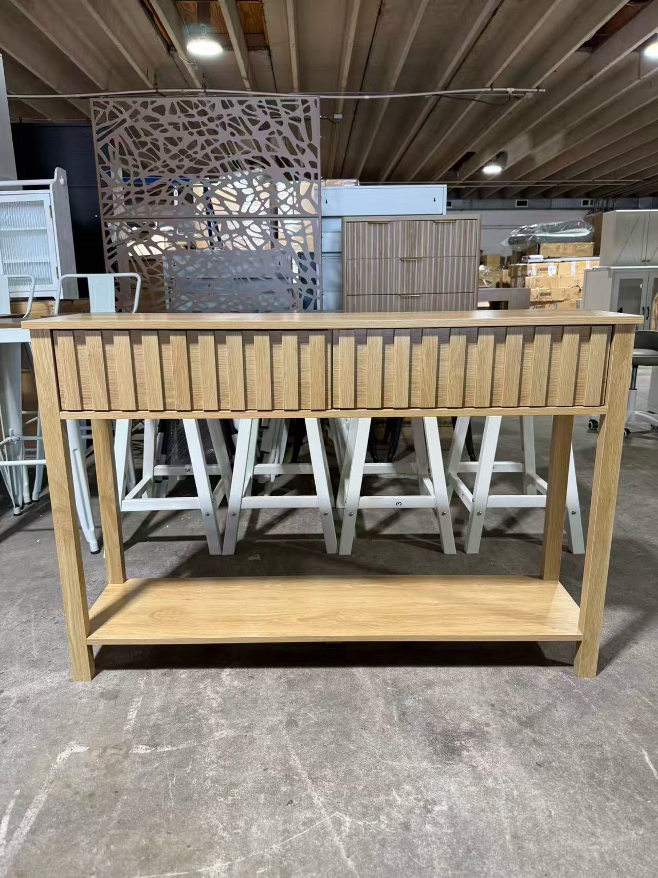 Brand new Brand new Fluted Console Table with Storage, 48" Long Entryway Slim Sofa Table Behind Couch Entry Tables, Narrow Wood Hallway Modern Living