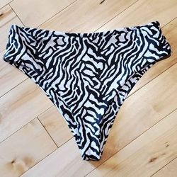 NEW Womens Zebra Print Bikini Bottoms (L)