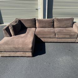 Large Brown Suede Sectional 