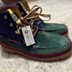 Brand New Ralph Lauren Polo Country Ranger Suede Boots Color block Green/blue Size 11.5 In Men’s, Not Timberland, Jordan , Travis Scott, Supreme, LV