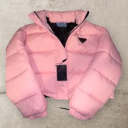 Prada Pink Cropped Puffer Jacket