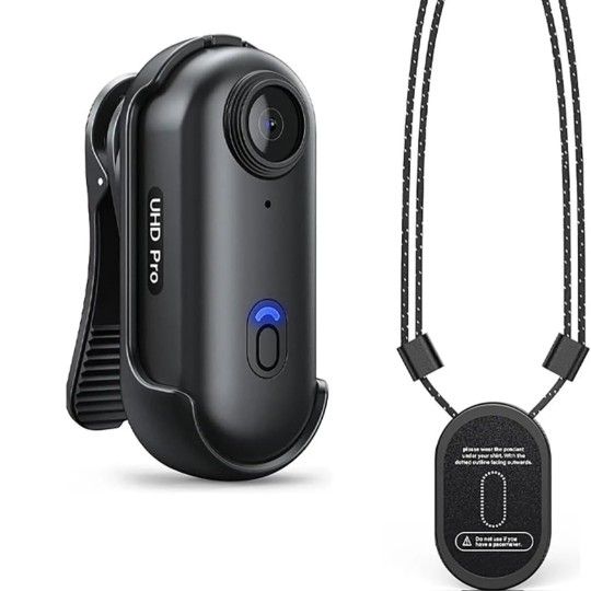 4K Mini Action Camera, Included 64GB, Wearable Camera with 360°Rotatable Clip & Magnetic Clip, for Lecture, Traveling, Pet Walking and Outdoors Activi