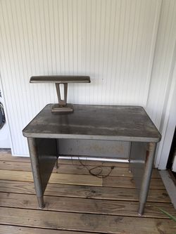 Vintage Industrial Metal Office Desk - 36" Steel Writing Desk - MCM
