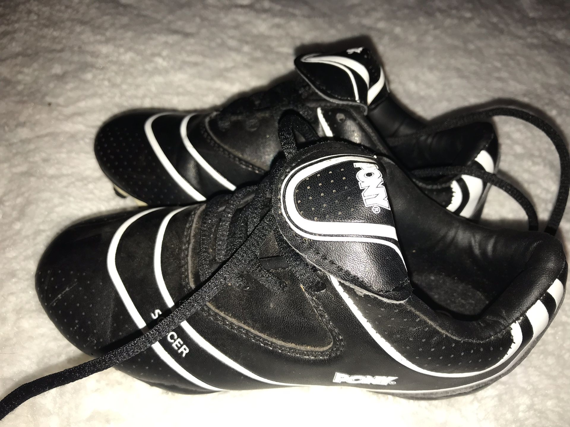 PONY Brand Black & White Soccer Cleats Shoes Kids Sz 12 New Condition ...