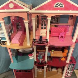 Mattel Barbie 3 Story Pink Furnished Doll Town house Dreamhouse Townhouse