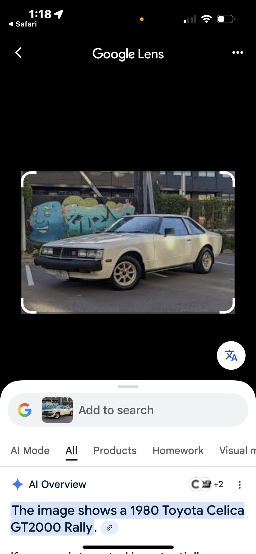 1980 Toyota Celia GT Coupe 20R Motor