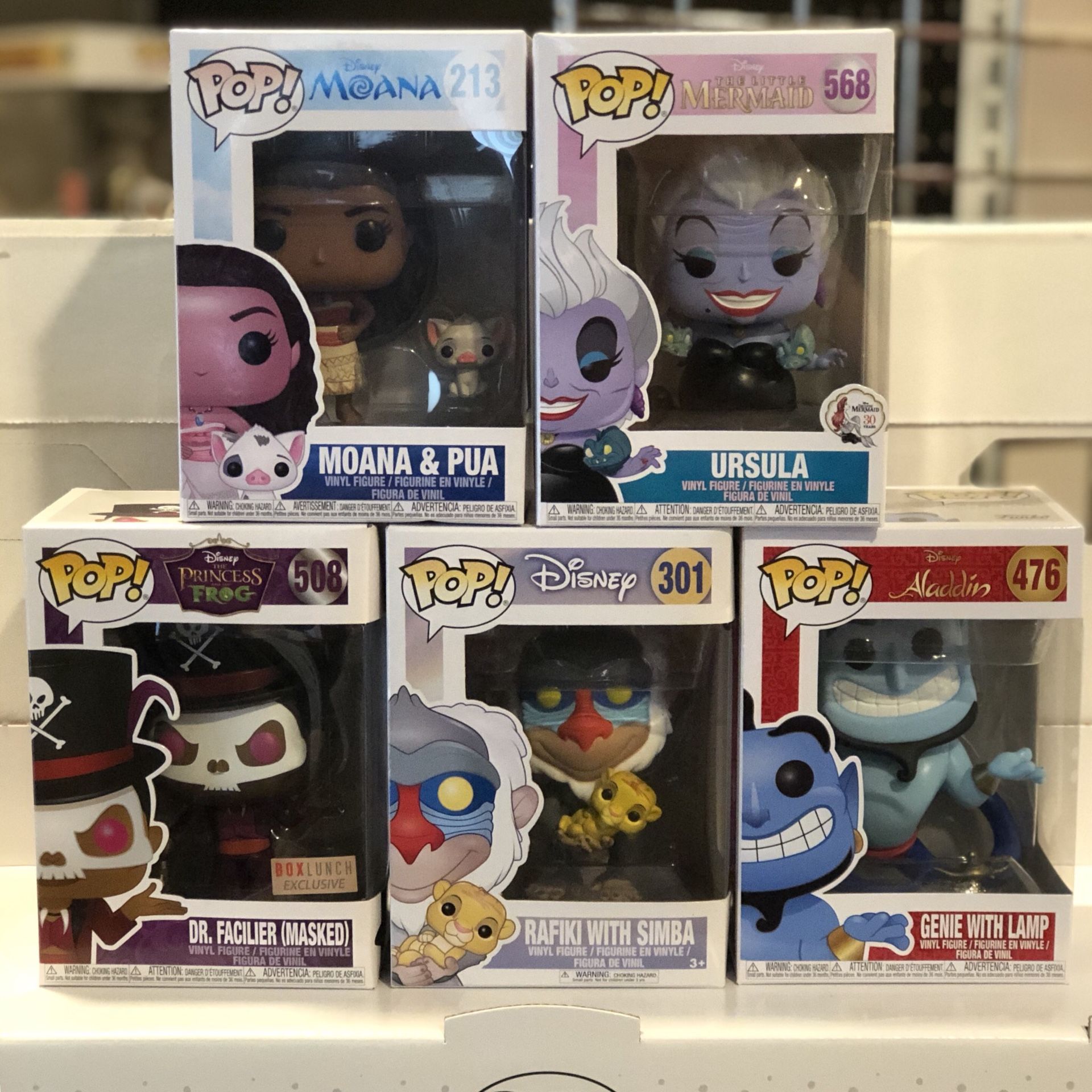 Funko Pop - DISNEY ASSORTMENT - Facilier, Ursula, Genie, Moana, Rafiki