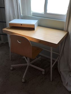 IKEA Desk, Chair, and Monitor Stand Set
