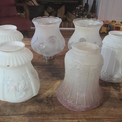 Antique Glass Lamp Shades Assorted 