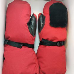 REI Co-op red/black down winter mittens/gloves, size medium 