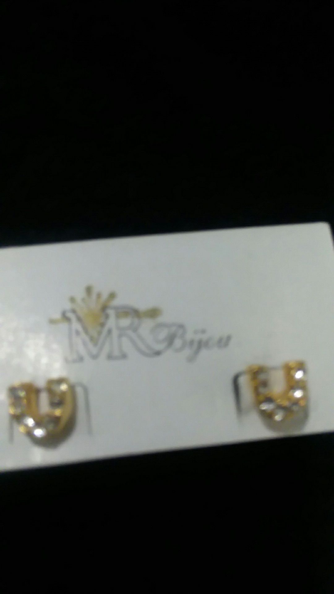 Zarcillo de strass con forma de herradura mini