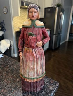  THANKSGIVING FIGURINE PILGRIM WOMAN THANKSGIVING RESIN FIGURINE RUSTIC