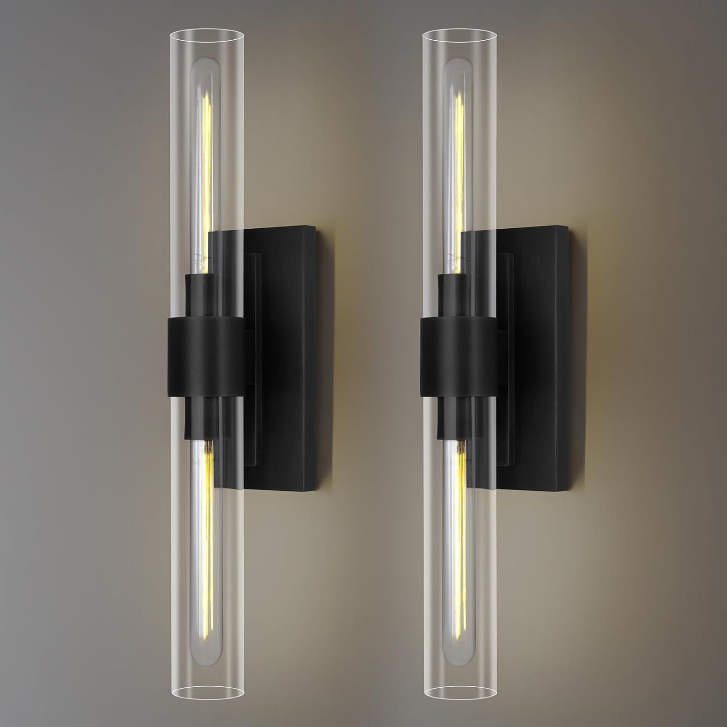 Modern Wall Sconces, 22.8in Black, 2-Light Indoor Wall Mounted Sconces, Bathroom Vanity Light for Living Room, Bedroom, Staircase Black-2Pack