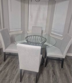 Glass dining table with 2 chairs only !!