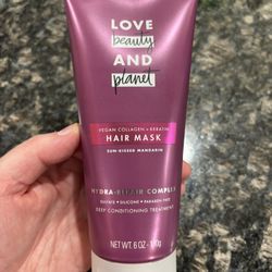 NEW LOVE BEAUTY AND PLANET VEGAN COLLAGEN + KERATIN HAIR MASK FULL SIZE $10!!