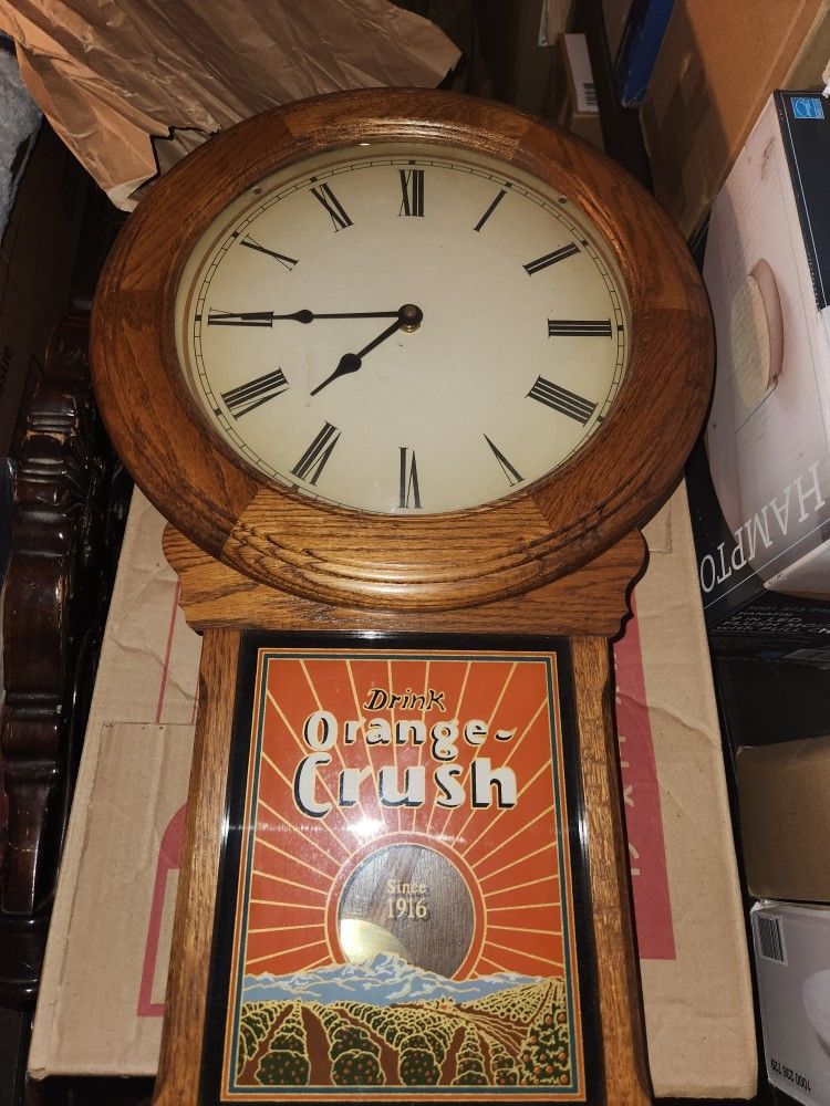 ORANGE CRUSH VINTAGE PENDULUM WALL CLOCK