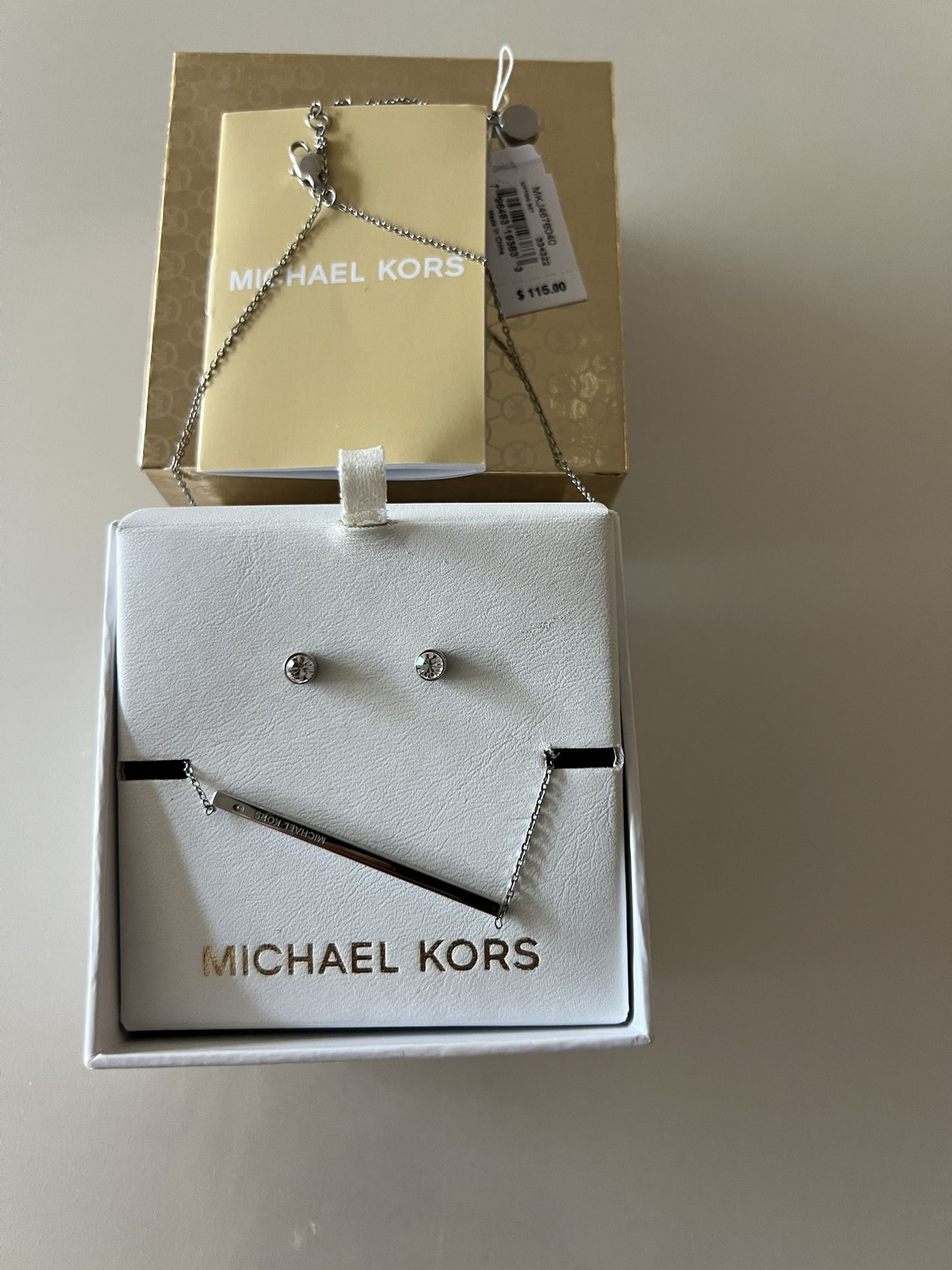 Michael Kors Sterling Silver Necklace & Earrings Set