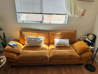 Mustard Yellow Corduroy 2-Piece Sectional Sofa