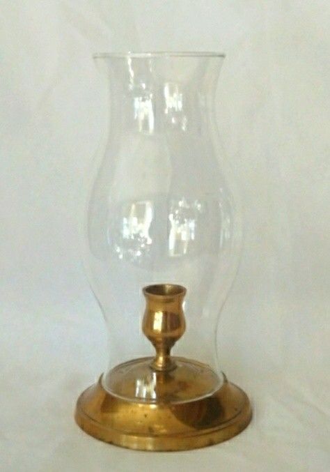 Vintage Brass And Glass Huracane Candle Stick Holder Lantern