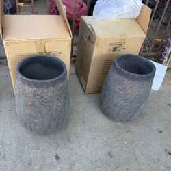 Wallowa 20 Inch Hight Weathered Concrete Planter Large Flower Po