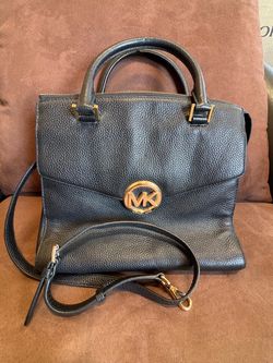 Michael Kors Black Leather Satchel Handbag