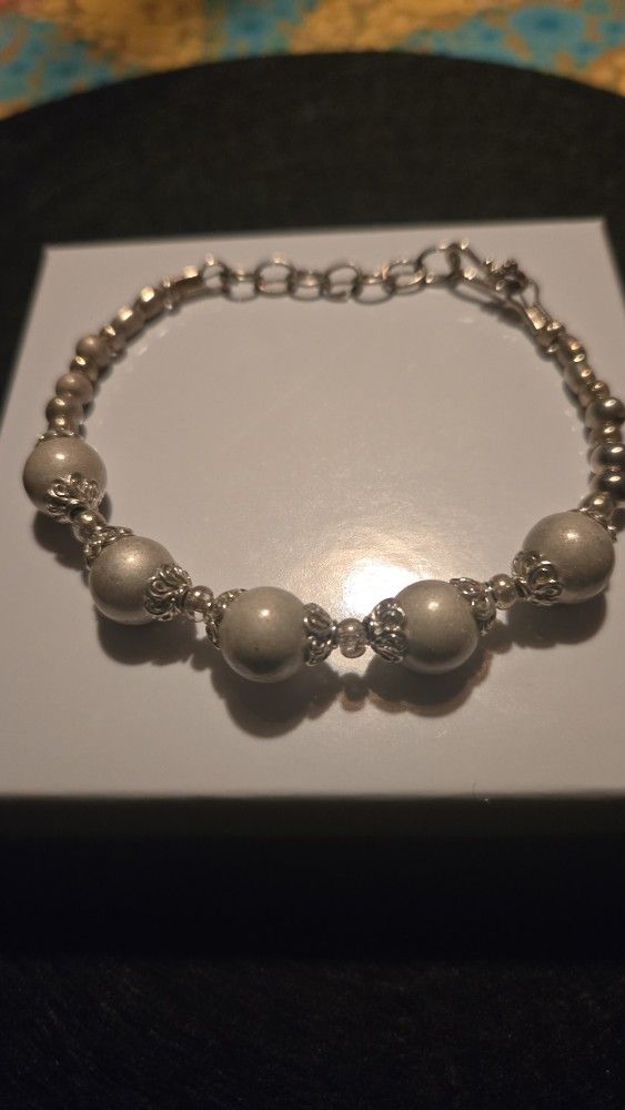 Sterling Silver Frosted Ball Bracelet