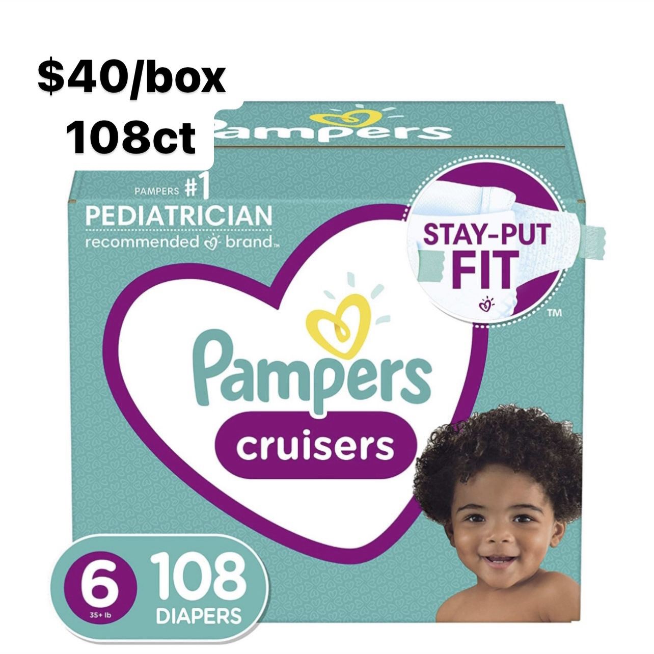 Size 6 (35+ Lbs) Pampers Cruisers (108 Baby Diapers)