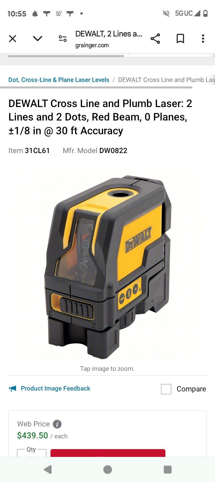 DeWalt Cross Line And Plumb Laser