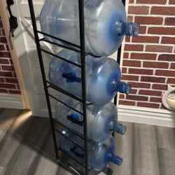 5 Gallon Water Jugs & Rack