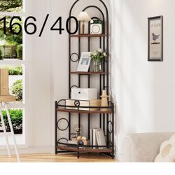 🔥4-Tier Corner Shelf, Freestanding Modern Style Table for Living Room, Plant Stand with Metal Frame Tall Corner Black