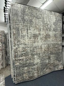 Large Abstract Area Rug Gray Ivory