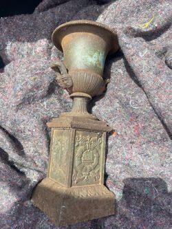 14.5”Antique 19th Century Prussian Cast Iron Vase Urn Fer De Berlin