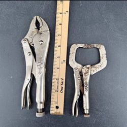 Grip Locking Pliers Lot – 11" Straight-Jaw & 8" C-Clamp