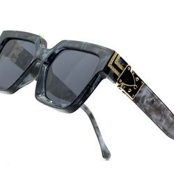 Fashion Sunglasses Gray Thick Frame Square Unisex Luxury Style Trendy