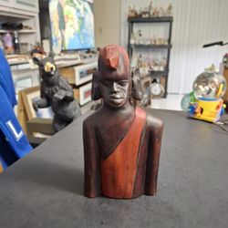 Vintage Hand Carved African Tribal Statue Of A Maasai Warrior- Made Of Solid Ebony Wood & Made In Kenya Or Tanzania 8"H X 4"W 
