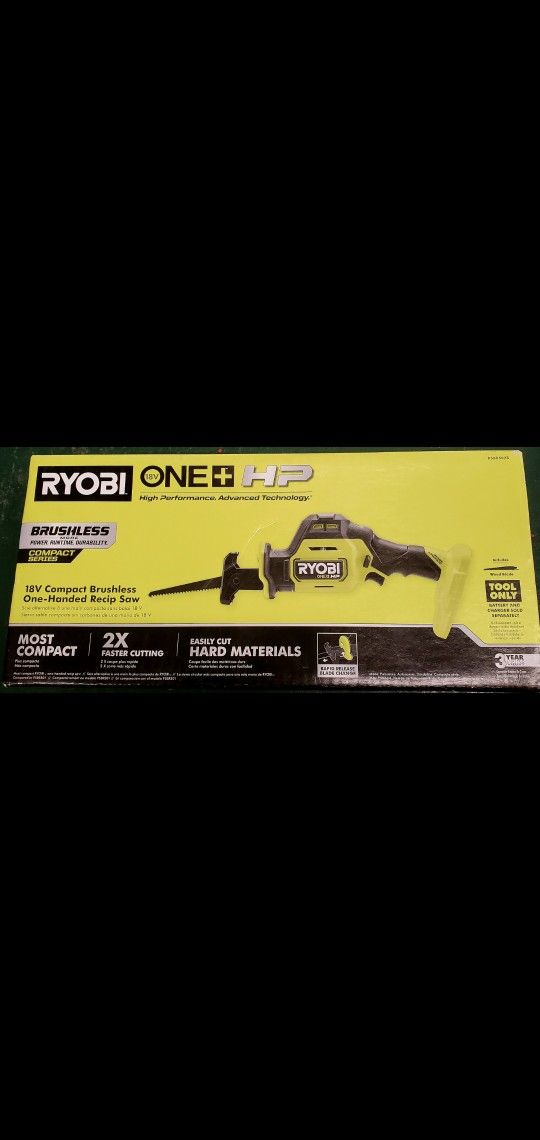 RYOBI
ONE+ HP 18V Brushless Cordless Compact One-Handed Reciprocating Saw (Tool Only)