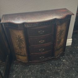 Palm Tree Entree Way Cabinet And Matching Mirror