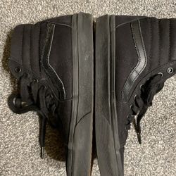Black High Top Vans Size USA Men 6 Woman 7.5