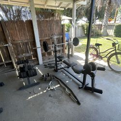 Adjustable Weight Bench With Weights And Weight Rack