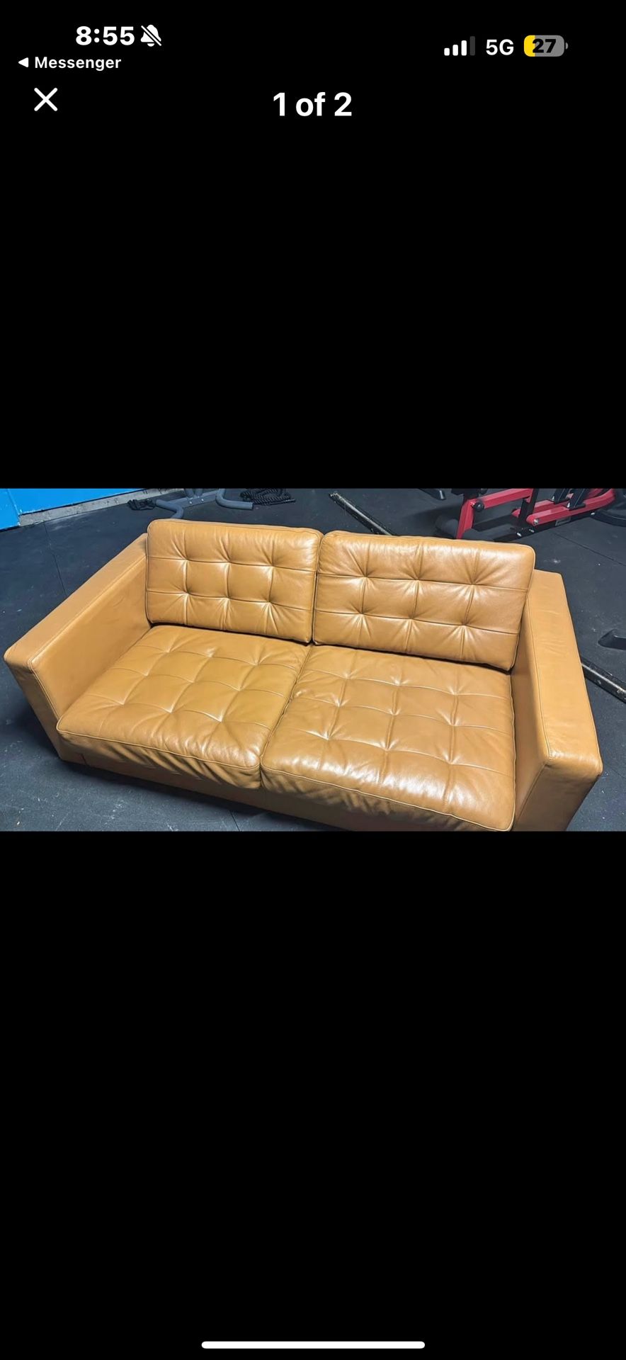 Mid Century Modern Tufted Faux Leather Loveseat Sofa