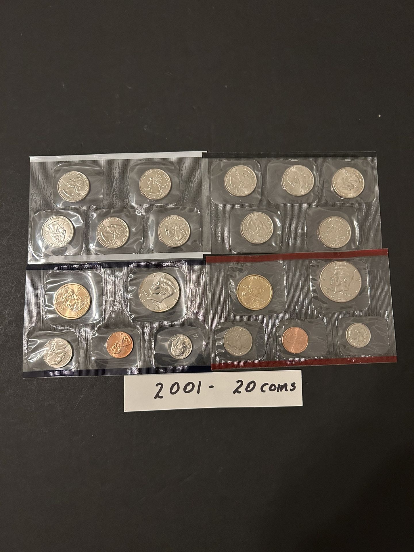 Coins – 2001 Uncirculated Mint Set In original Mint Packaging – 10 Denver Coins and 10 Philadelphia Coins - total 20 coins