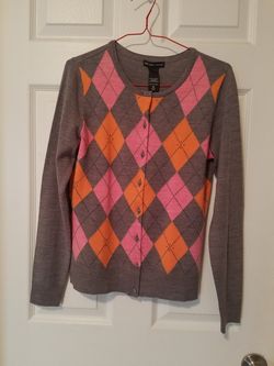 New York & Company Sweater Gray Orange and Pink