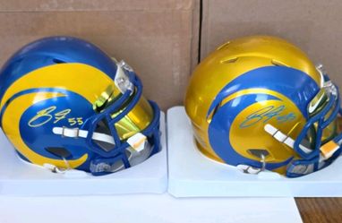 LA Rams Signed Mini Helmets Branden Fiske – #55, Set of 2