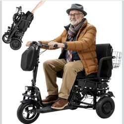 3 Wheel Mobility Scooter for Seniors Adults 300 lbs 700W Travel Airline Approved Folding Scooters Lightweight Handicap Scooter Elderly Collapsible Ele
