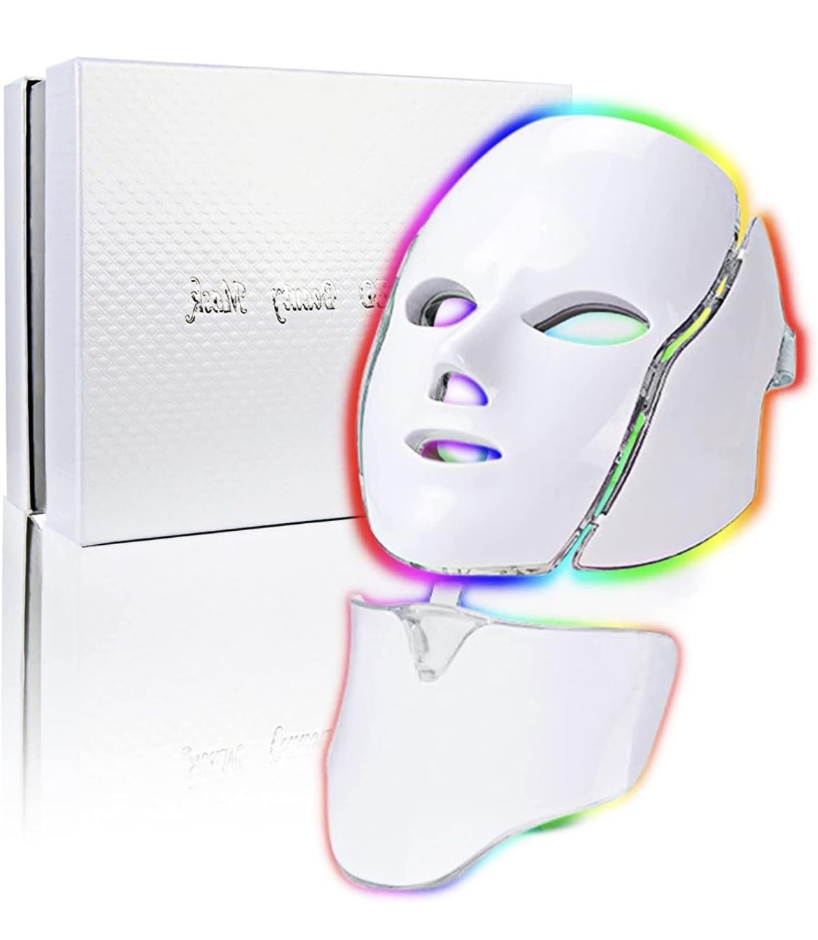 Amblery Led Face Mask Light Therapy, 7 Colors LED Light Therapy Mask for Facial Skin Care, Colorful LED Beauty Mask, Led Mask Therapy Facial.